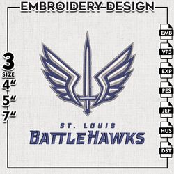 nike st louis battlehawks embroidery designs, xfl teams embroidery files, st louis battlehawks machine embroidery files