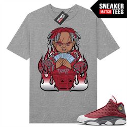 red flint 13s shirts to match sneaker match tees heather grey 'trap chucky'