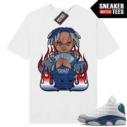 French Blue 13s shirts to match Sneaker Match Tees White 'Trap Chucky'