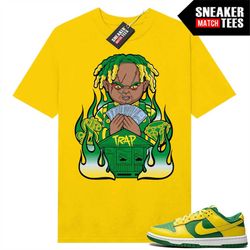 reverse brazil dunk low to match sneaker match tees gold 'trap chucky'