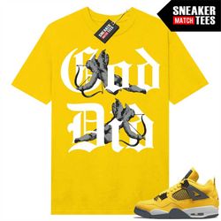 lightning 4s to match sneaker match tees yellow 'god did'