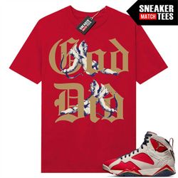 trophy room 7s shirts to match sneaker match tees red 'god did'
