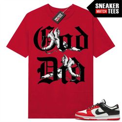 nba 75th anniversary dunk low to match sneaker match tees red 'god did'