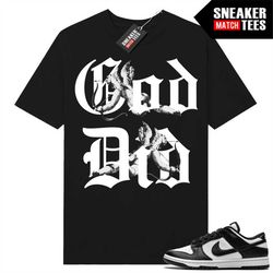 panda dunk low to match sneaker match tees black 'god did'