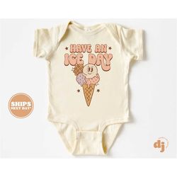 baby onesie - have an ice day summer bodysuit - funny baby retro natural onesie 5754