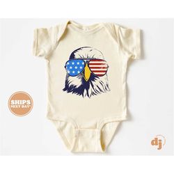 baby onesie - eagle head 4th of july bodysuit - baby boy retro flag natural onesie 5756