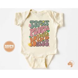 Baby Onesie - Treat People With Kindness Bodysuit - Cute Baby Retro Natural Onesie 5718