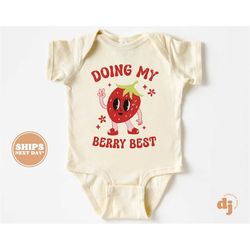 baby onesie - doing my berry best bodysuit - funny baby retro natural onesie 5715