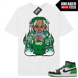 lucky green 1s  sneaker match tees white 'trap chucky'