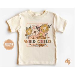 toddler t-shirt - wild child kids retro tshirt - retro natural infant, toddler, youth & adult tee 5699