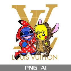 stitch and pikachu lv png, louis vuitton logo png, stitch and pikachu png, fashion brand png, ai digital file