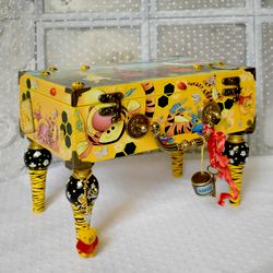 yellow suitcase winnie the pooh   with curly legs for jewelry and all sorts of cute things