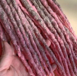 full set of double ended grey and pink dreads, de dreads, pink dreads, ombre dreads, crochet dreads, grey dreads