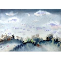 original watercolor painting "hills"