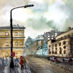 original watercolor painting "moscow city"