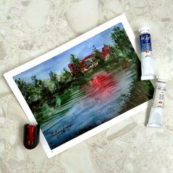 original watercolor painting "pond"