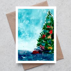 original watercolor painting "christmas tree_2"