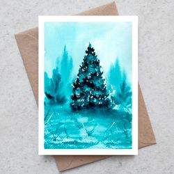 original watercolor painting "christmas tree"