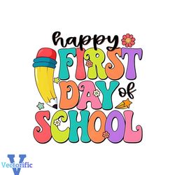 happy retro floral first day of school png silhouette file