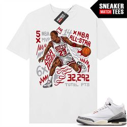 white cement 3s to match sneaker match tees white 'mj fast break'