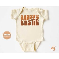 baby onesie - daddy's bestie bodysuit - father's day baby boy retro natural onesie 5661