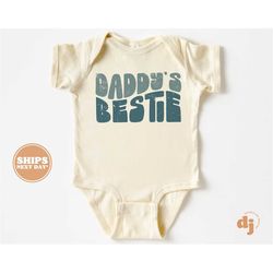 baby onesie - daddy's bestie bodysuit - father's day baby boy retro natural onesie 5655