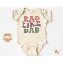 baby onesie - rad like dad bodysuit - father's day baby girl retro natural onesie 5653