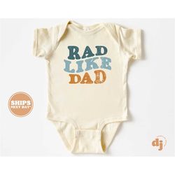 baby onesie - rad like dad bodysuit - father's day baby boy retro natural onesie 5651