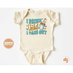 baby onesie - i drink until i pass out bodysuit - funny baby retro natural onesie 5584