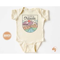 baby onesie - i'd rather be outside bodysuit - summer adventure baby retro natural onesie 5606