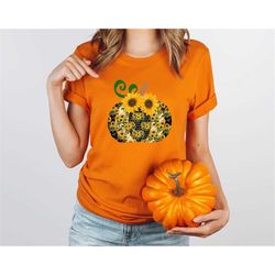 sunflower pumpkin shirt, pumpkin shirt, thanksgiving shirt, sunflower halloween shirt, sunflower shirt, thanksgiving mom