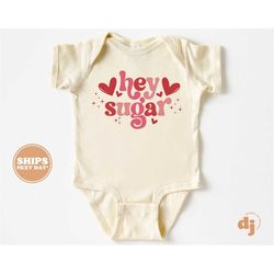 baby onesie - hey sugar bodysuit - baby retro valentines natural onesie 5502