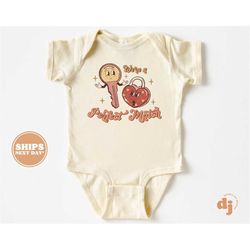 baby onesie - we're a perfect match bodysuit - baby retro valentines natural onesie 5499