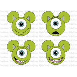 mouse shaped set svg png, monster faces svg, green monster svg, svg, png files for cricut sublimation