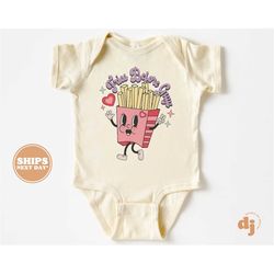 baby onesie - fries before guys bodysuit - baby retro valentines natural onesie 5495