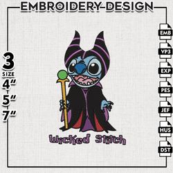 wicked stitch maleficent embroidery files, horror characters embroidery designs, halloween machine embroidery pattern