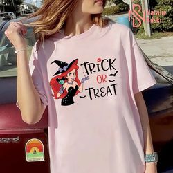 halloween princess ariel trick or treat shirt, witch princess ariel shirt, halloween party shirt