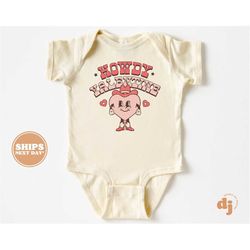 baby onesie - howdy valentine valentines day bodysuit - baby retro valentines natural onesie 5487