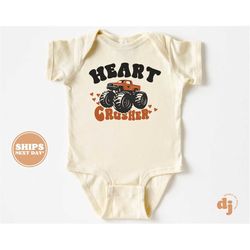 baby onesie - heart crusher bodysuit - baby retro valentines natural onesie 5484