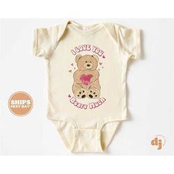 baby onesie - i love you beary much valentines day bodysuit - baby retro valentines natural onesie 5452