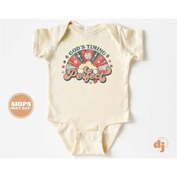 god's timing is perfect baby onesie - ivf newborn bodysuit - rainbow baby natural onesie 5425