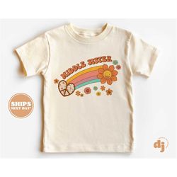 middle sister toddler shirt - retro kids pregnancy announcement shirt - sibling natural toddler & youth tee 5405