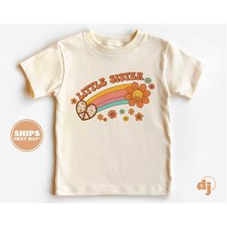 little sister toddler shirt - retro kids pregnancy announcement shirt - sibling natural infant, toddler & youth tee 5404