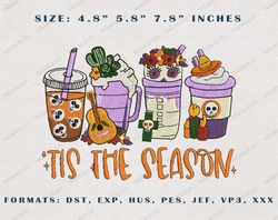 tis' the season fall embroidery, retro fall embroidery, pumpkin spice embroidery, halloween embroidery, cute halloween e