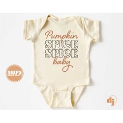 thanksgiving baby onesie - pumpkin spice spice baby fall bodysuit - retro fall natural onesie 5383