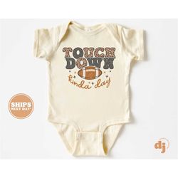 thanksgiving baby onesie - touchdown football fall bodysuit - retro fall natural onesie 5382