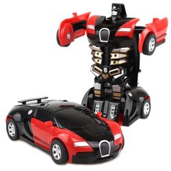 one button deformation toy car inertial collision automatic conversion robot