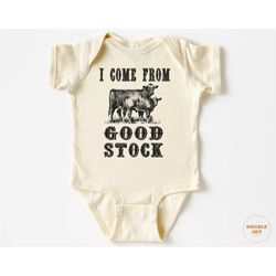 baby onesie - i come from good stock bodysuit - baby boy retro natural onesie 5333