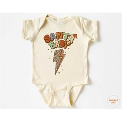 christmas baby onesie - santa baby lightning bolt christmas bodysuit - retro holiday natural onesie 5318