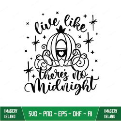 live like there's no midnight svg, cinderella quote svg, disney quote svg, disney hand lettered svg, disney svg